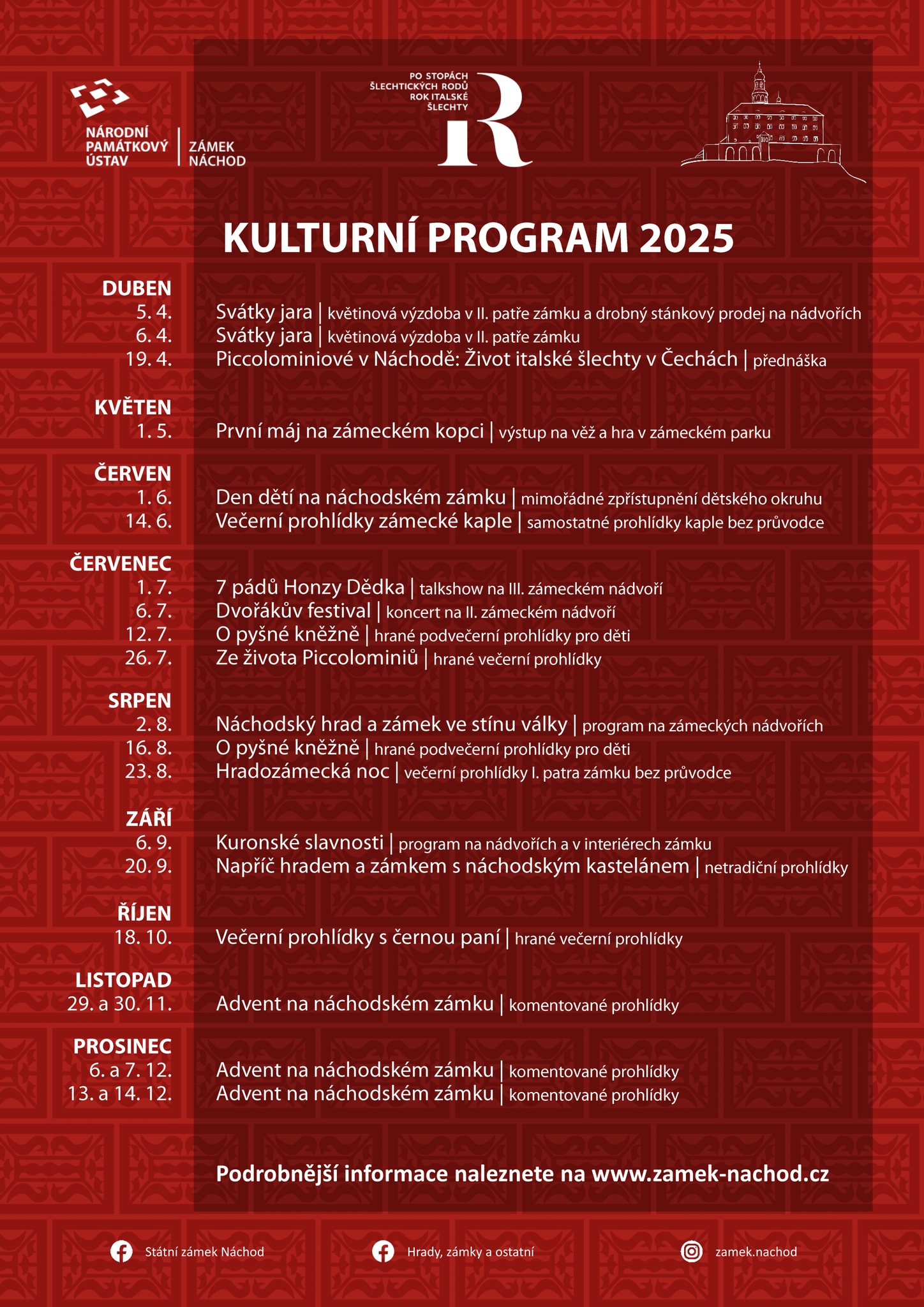 PlakátStátní zámek Náchod - kulturní program 2025