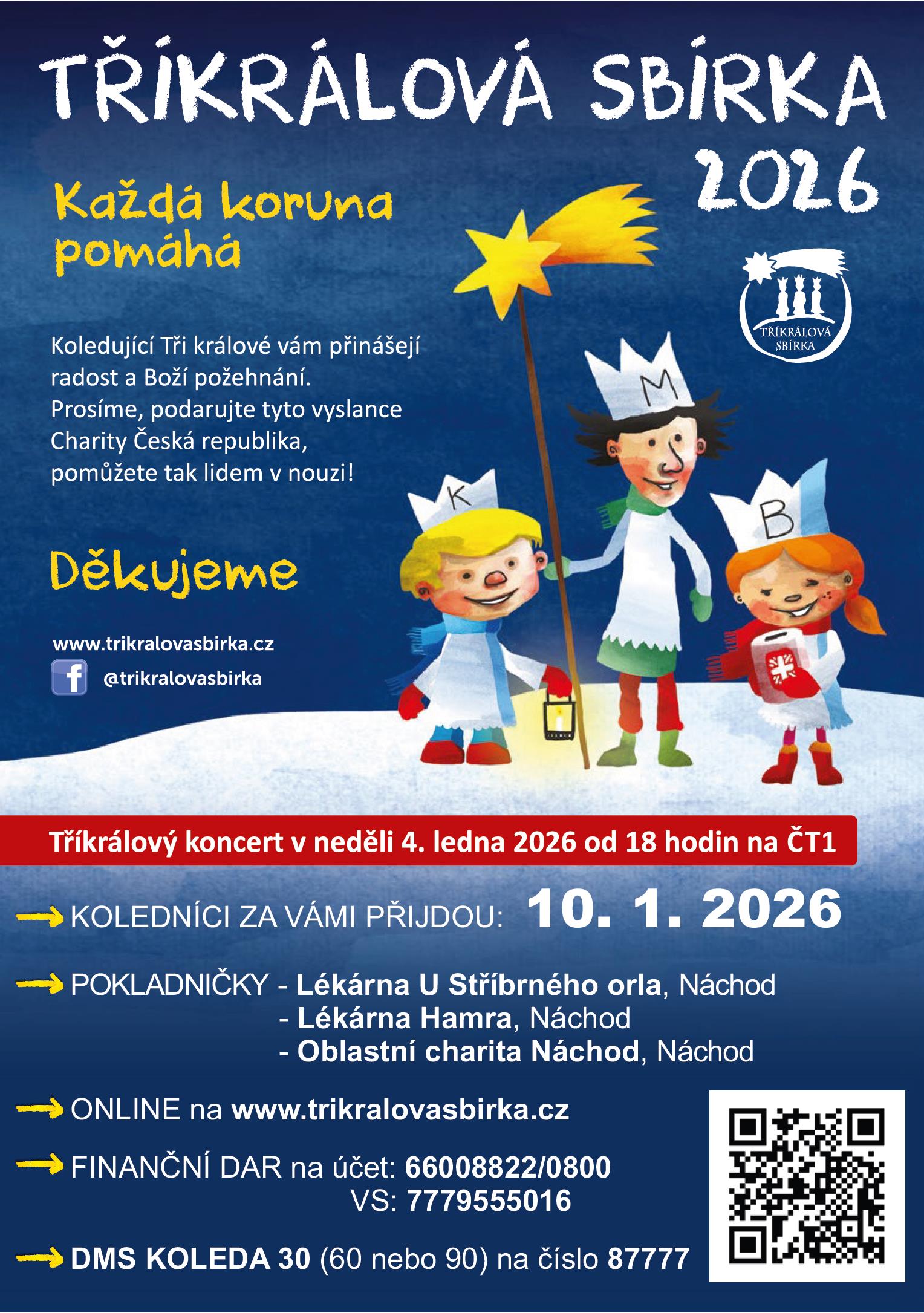 PlakátTříkrálová sbírka v Náchodě